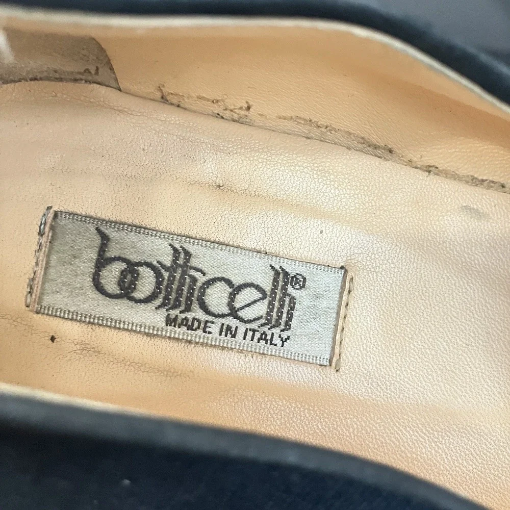 Botticelli Womens Sz US 9 EU 39 Navy Gold Fleur de Lis Leather Smoking Loafers